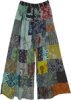Wide Leg Hippie Patchwork Trousers in Blue
