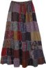 Blue Printed Patchwork Rayon Wrap Around Skirt