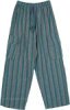 Tender Green Unisex Striped Hippie Pants in Cotton