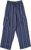 Unisex Boho Pull Up Cotton Cargo Pants in Stormy Blue