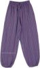 Purple Striped Cotton Harem Pants with Pockets