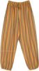 Dusky Orange Striped Cotton Pants with Pockets