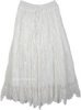 Natural White All Over Crochet Pattern Cotton Long Skirt