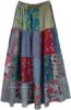 Abstract Mixed Print Cotton Patchwork Maxi Skirt