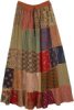 Flowery Fields Mixed Patchwork Plus Size Maxi Skirt in Rayon