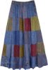 Moroccan Blue Mixed Patchwork Maxi Skirt