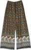 Ethnic Elephant and Floral Printed Wide Leg Palazzo Pants