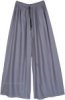 Steel Grey Solid Wide Leg Rayon Pants