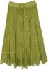 XL Pickle Green Bohemian Crochet Cotton Long Skirt