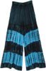 Stonewashed Tie Dye Bluemine Wide Leg Pants with Lace