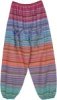Multicolored Striped Cotton Hippie Pants with Front Pockets