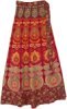 Royal Maroon Ethnic Block Printed Cotton Wrap Skirt