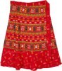 Plus Size Tribal Print Red Cotton Wrap Skirt