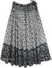 Black White Ethnic Printed Gypsy Skirt with Sequins