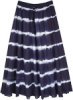 ink Blue Summer Waves Tie Dyed Long Cotton Skirt
