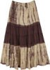 Woody Brown Tie Dyed Tiered Cotton Maxi Skirt