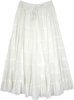 Pretty White Magic Tiered Cotton Long Skirt