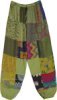 Flora and Fauna Patchwork Harem Pants with Drawstring