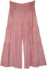 Dusky Pink Wide Leg Button Pallazo Pants with Shirred Waist