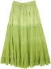 Lime Green Ombre Tiered Cotton Long Skirt