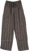 Brown Striped Unisex Bohemian Pants with Pockets