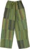 Short Petite Seaweed Striped Bohemian Cotton Pants in Shaded Green