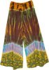 Coral Striped Hippie Unisex Pants in Tinted Green