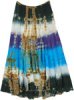 East Bay Blue Leaf Printed Rayon Long Skirt