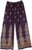 Majestic Beauty Straight Rayon Pants with Folk Print