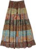 Navy Blue Paisley Printed Long Gypsy Skirt