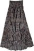 Ash Grey Flows High Low Smocked Skirt with Tiers