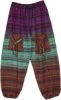 Mint and Lavender Hippie Harem Cotton Striped Pants with Pockets