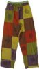 Olive and Black Wide-Leg Cotton Long Boho Trousers