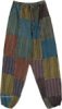 Green Luster Patchwork Harem Pants with Flexible Waist