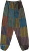 Mudstone Mixed Patchwork Harem Pants with Drawstring Elastic Waist