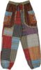 Striped Patchwork Harem Pants with Om and Peace Pockets