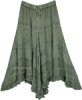 Basil Bird High Low Green Flowy Skirt