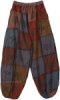 Multicolored Om Patchwork Boho Pants with Cuffed Ankles