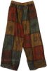 Brown Luster Mixed Patchwork Pants with Flexible Waist