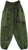 Bottle Green Piped Harem Style Hippie Pocket Pants