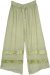 Sage Green Velvet Trim Accent Palazzo Pants
