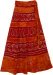 Batik Wrap Long Skirt Burgundy Tangerine