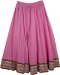 Pink Charm Moroccan Flare Cotton Skirt with Border Trim