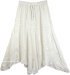 Handkerchief Hem Embroidered White Skirt