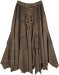 Tobacco Brown Middle Age Uneven Hem Skirt