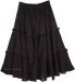 Midnight Magic Tiered Cotton Mid Length Skirt