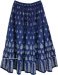 Cobalt Blue Maxi Skirt with Floral Block Print