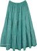 Tiered Green Cotton Summer Long Skirt in a Floral Print