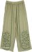 Sage Breeze Embroidered Side Slit Summer Pants