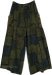 Forest Green Patchwork Wide Leg Boho Pants